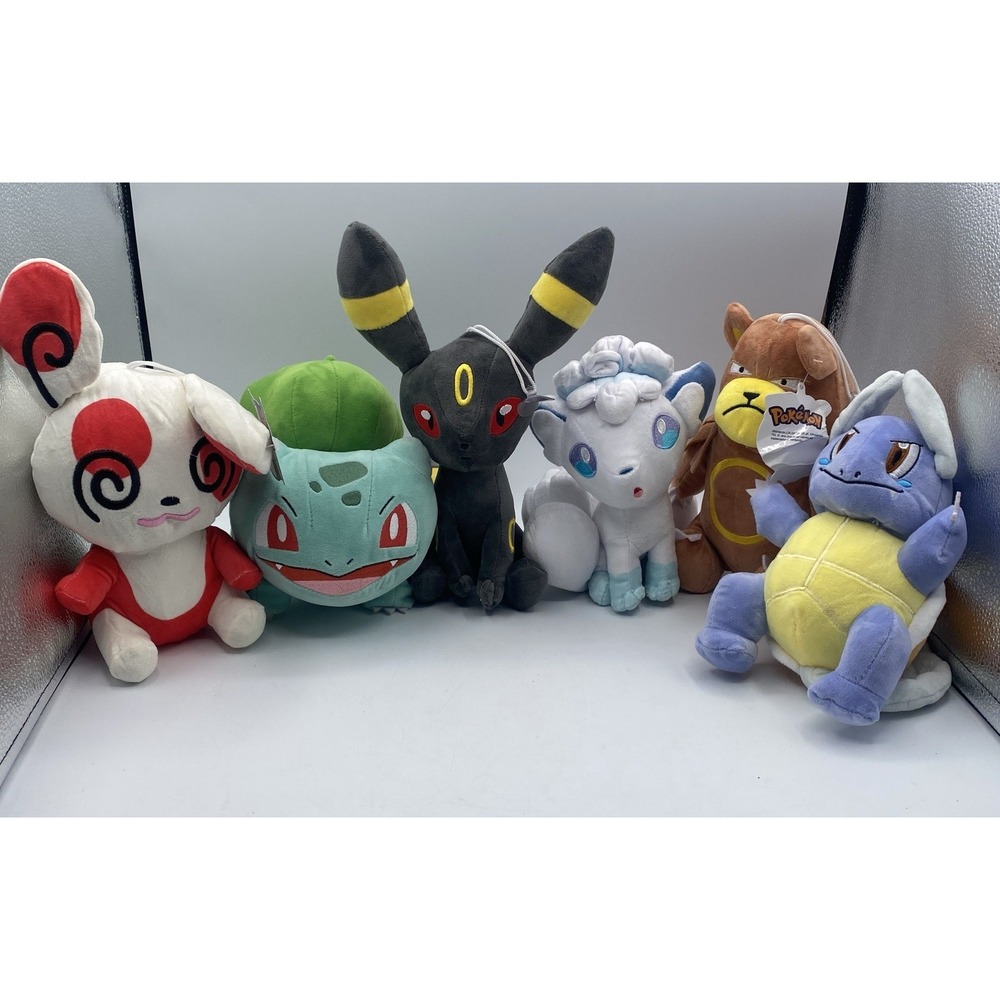 Pokémon Plush 6 Lot Bulbasaur Umbreon Alolan‎ Vulpix Growlithe Squirtle + Spinda